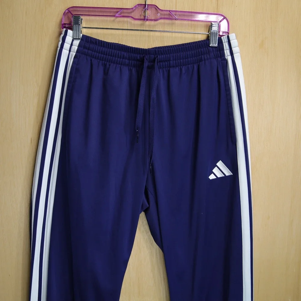 Adidas Mens Purple White 3-Stripe Track Pants Athletic Training Joggers Size M